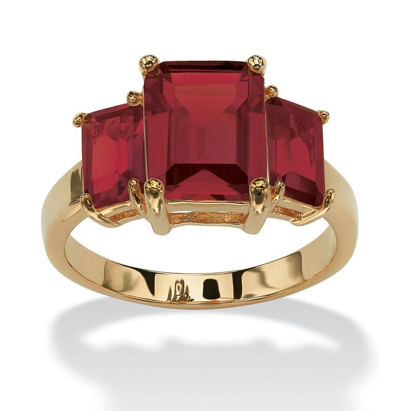 パームビーチジュエリー レディース アクセサリー リング PalmBeach Jewelry EmeraldCut Birthstone RingoldPlated January Garnet エメ