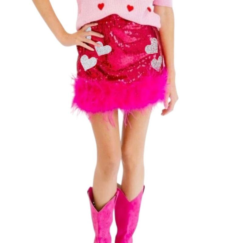 イエスファッション レディース ボトムスカート ミニ スパンコール Yesfashion Womensparkly Sequin Y2k Star Glitter Mini Skirt Pink ピン