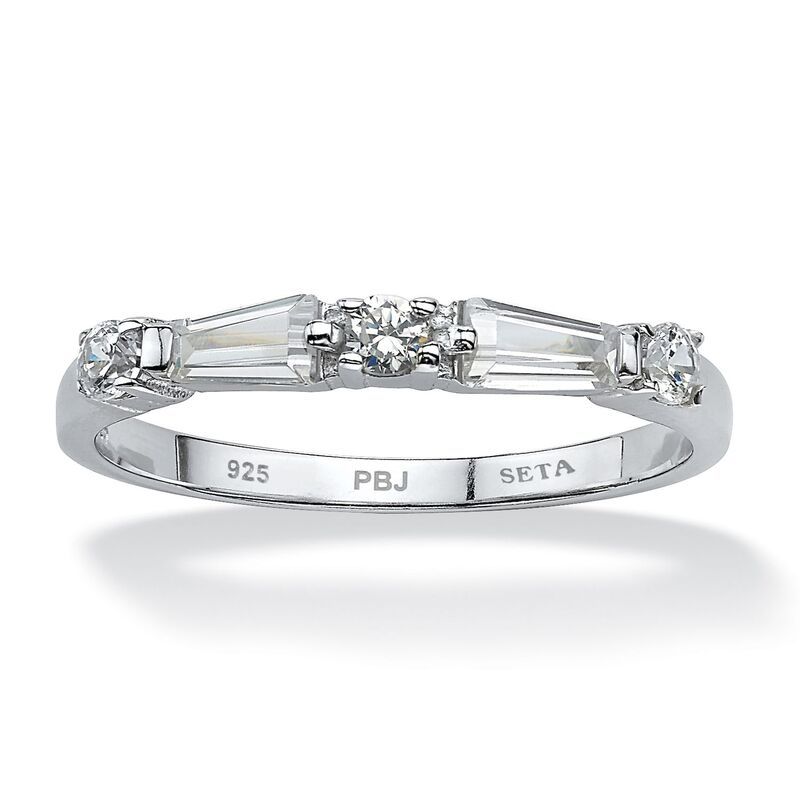 パームビーチジュエリー レディース アクセサリー リング PalmBeach Jewelry 98 Cttw Baguette Cubic Zirconia Wedding Ring Sterling
