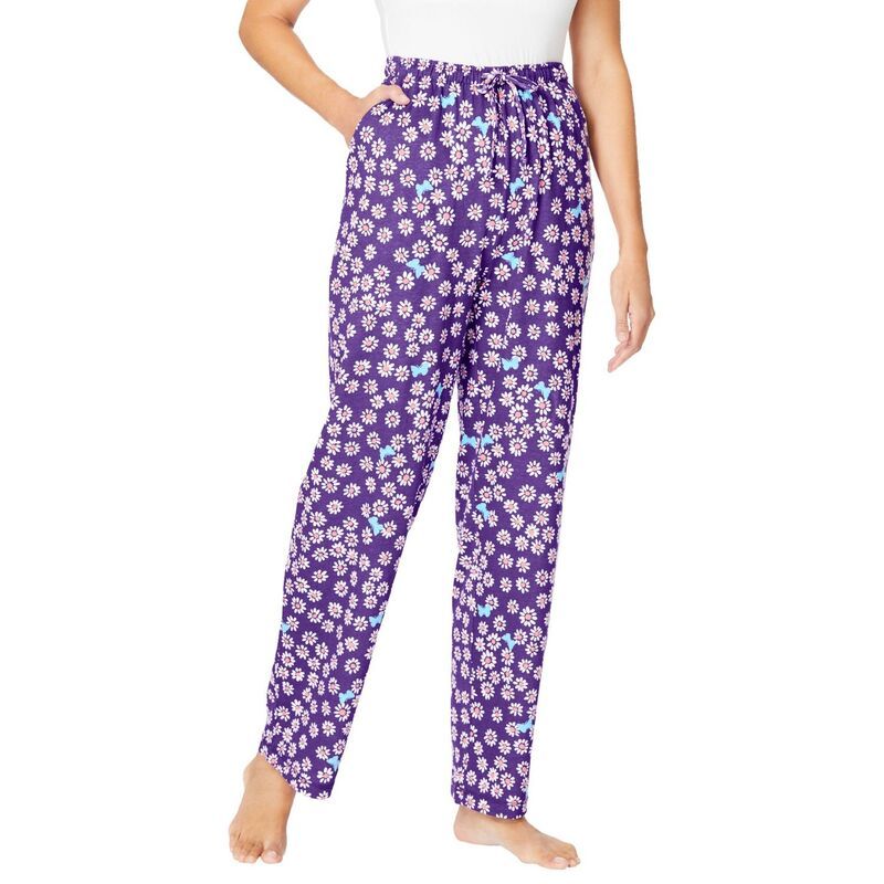 ドリームスアンドコー レディース アンダーウェア ナイトウェア プラスサイズ ニット Dreams Co Plusize Knit Sleepant Plum Burst Daisy プラム