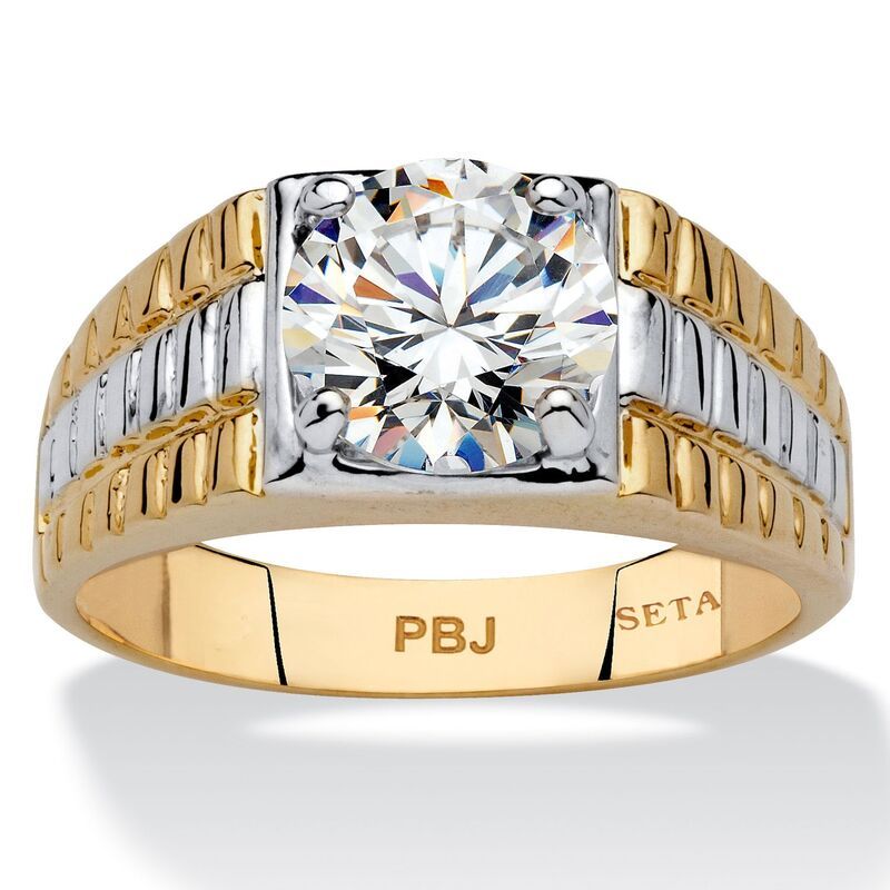 パームビーチジュエリー レディース アクセサリー リング PalmBeach Jewelry Mens 2 Carat Round Cubic Zirconia Textured RingoldPla
