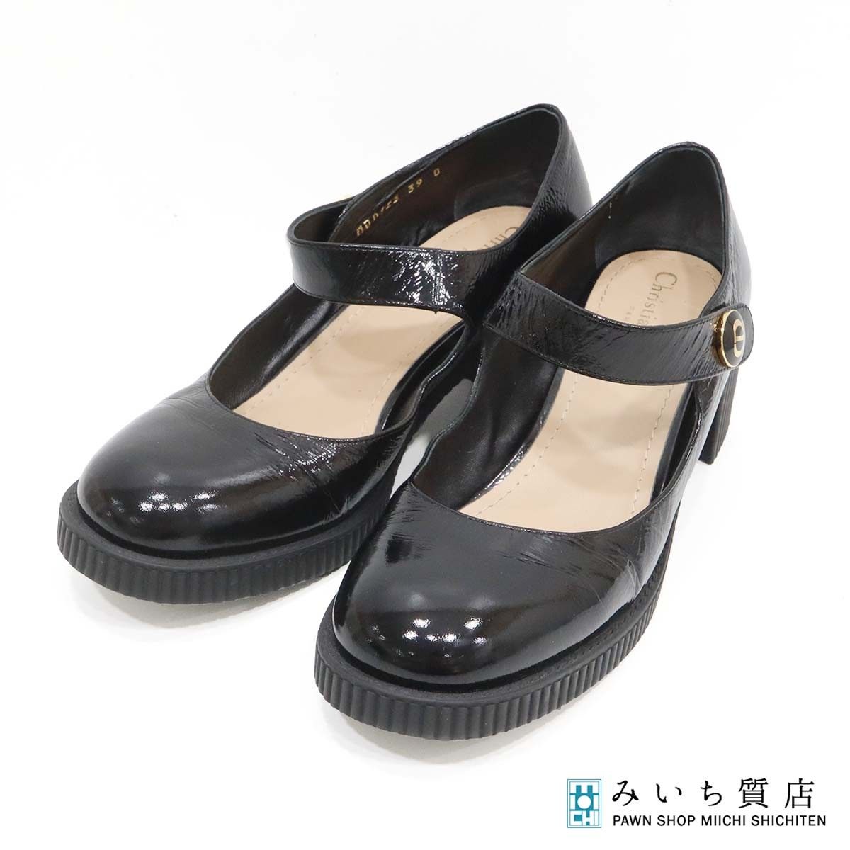 Christian Dior ディオール D-Doll パンプス ストラップシューズ MD0623 靴 エナメル サイズ39 26cm 黒 ブラック J375