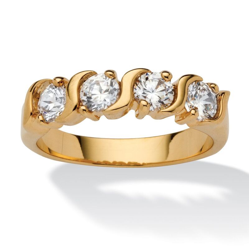 パームビーチジュエリー レディース アクセサリー リング PalmBeach Jewelry 1 TCW Round Cubic Zirconia Style Ring in Yellow GoldP