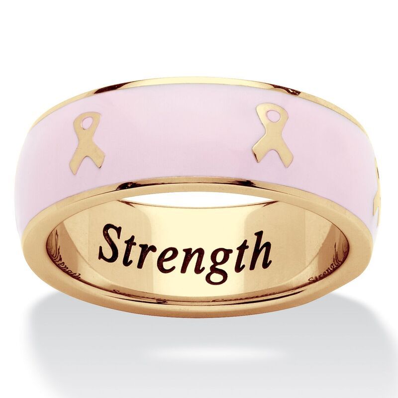 パームビーチジュエリー レディース アクセサリー リング PalmBeach Jewelry Breast Cancer Awareness Pink Enamel Inscribed Ribbon