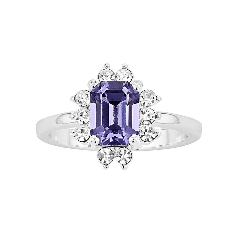 ブリリアンス レディース アクセサリー リング Brilliance Purple Crystal Halo Ring Silver Tone Purple パープル