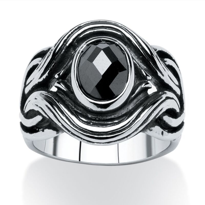 パームビーチジュエリー レディース アクセサリー リング Tシャツ PalmBeach Jewelry Mens 186 TCW Black OvalCut Cubic Zirconia Evil E