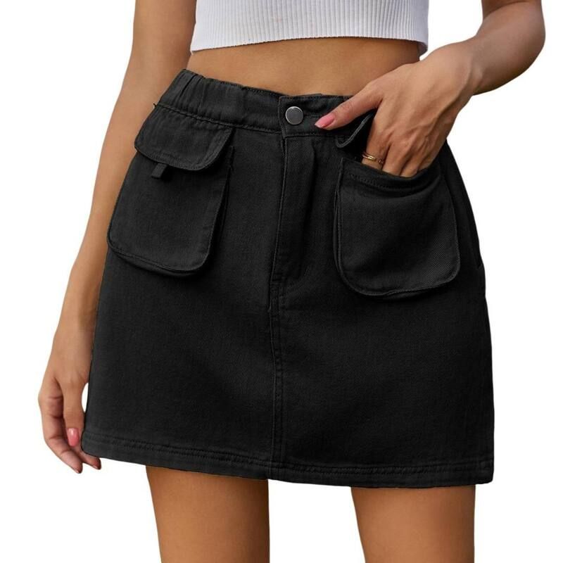 イエスファッション レディース ボトムスカート ミニ デニム Yesfashion Women Denim Stretchy Cargo Casual High Waisted Trendy2K Mi