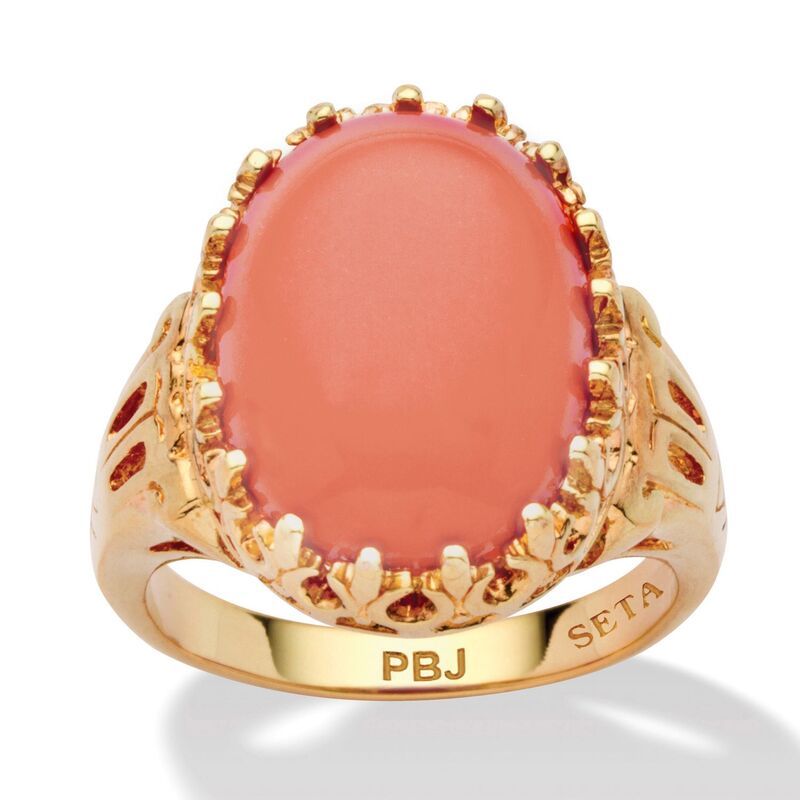パームビーチジュエリー レディース アクセサリー リング PalmBeach Jewelry Oval Simulated Coral Yellow GoldPlated Cocktail Ring
