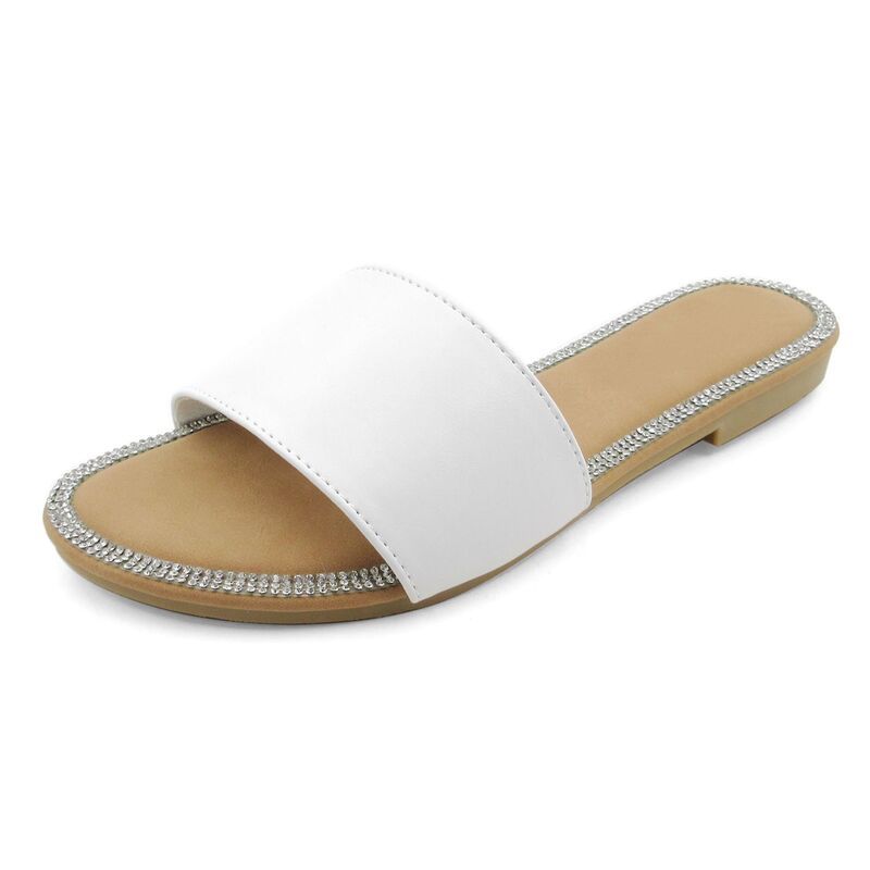 FC デザイン レディース シューズ サンダル ミニ FC Design Minimal Slide Sandals with CrystalTrimmed Footbed White ホワイト