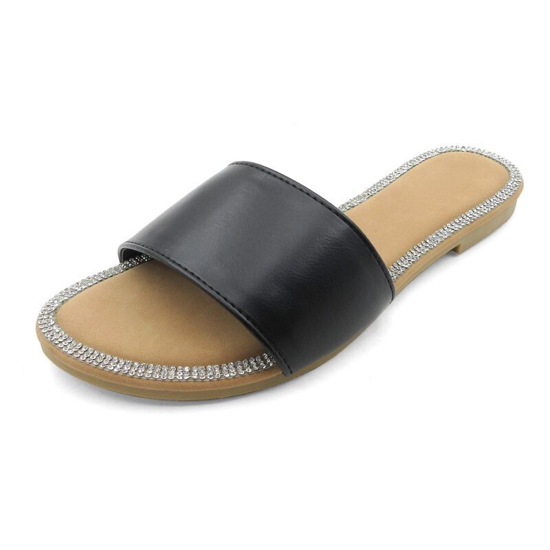 FC デザイン レディース シューズ サンダル ミニ FC Design Minimal Slide Sandals with CrystalTrimmed Footbed Black ブラック