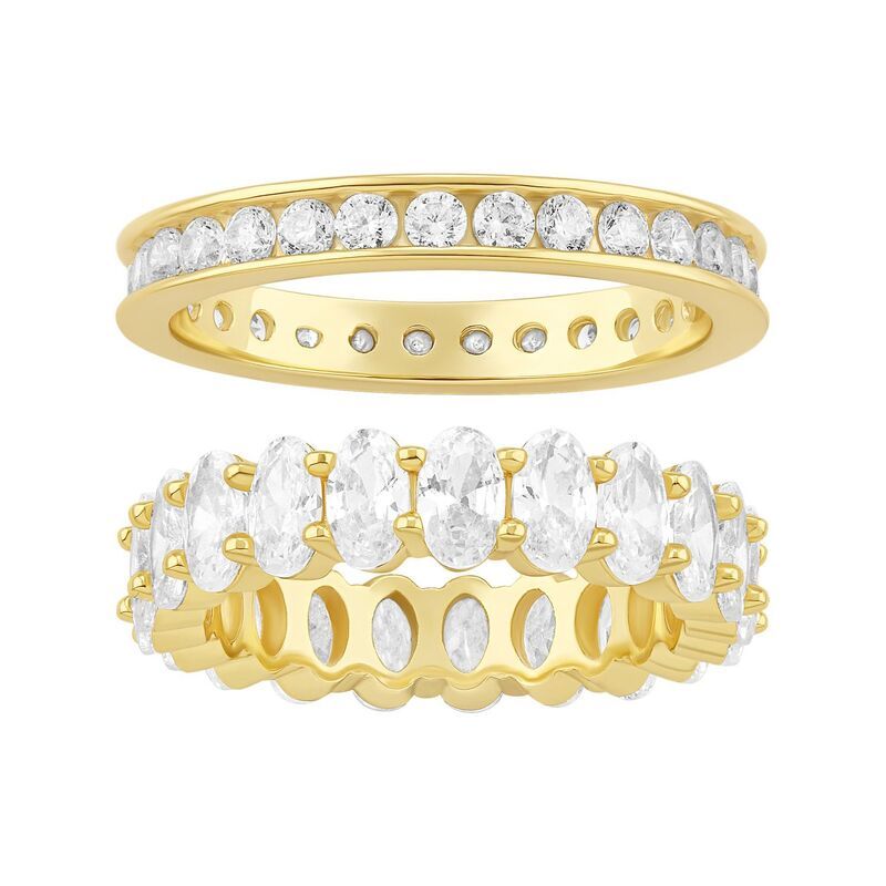 ブリリアンス レディース アクセサリー リング Brilliance Cubic Zirconia Eternity Band Ring Duo Set Gold Tone ゴールド