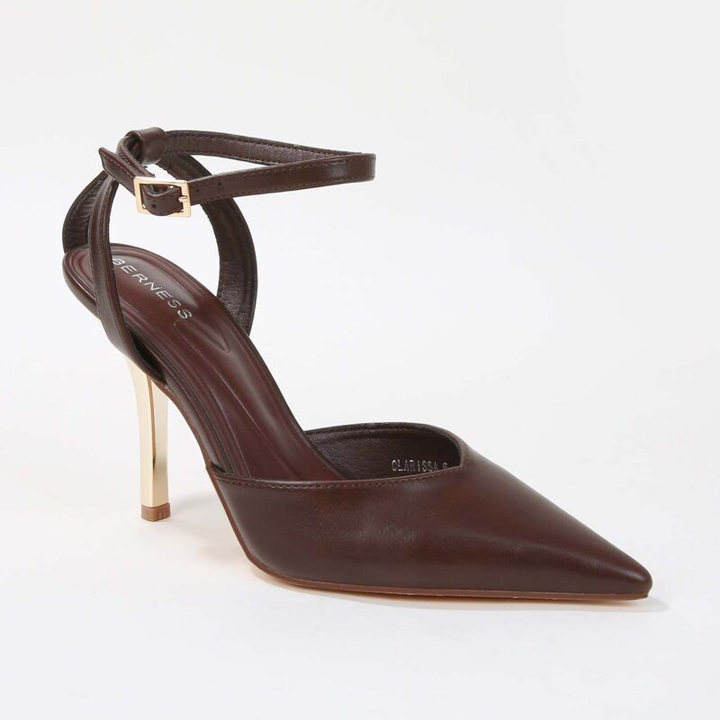 バーネス レディース シューズ パンプス トール ヒール BERNESS Clarissa Pumps with Metallic Heel Brown ブラウン