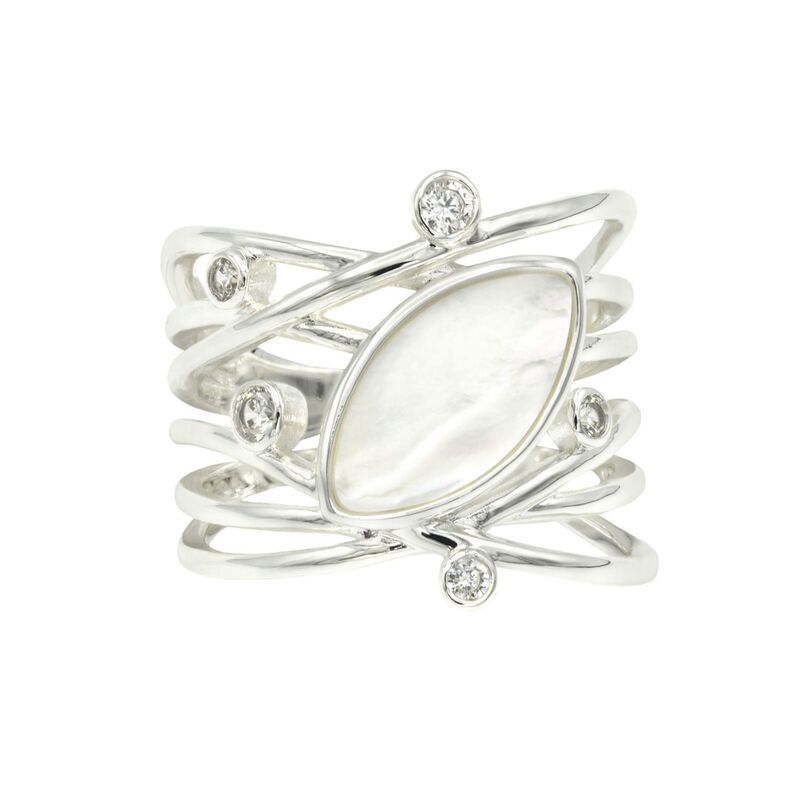 シティリュクス レディース アクセサリー リング City Luxe Silver Tone MotherofPearl Gemstone Ring Silver Tone シルバー