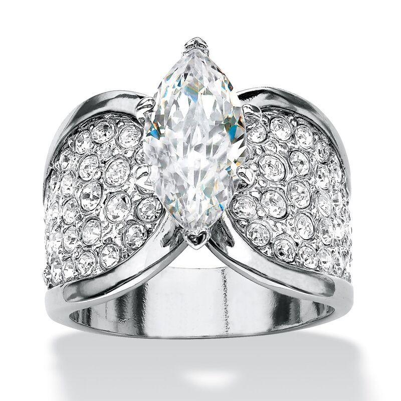 パームビーチジュエリー レディース アクセサリー リング PalmBeach Jewelry 248 TCW MarquiseCut PlatinumPlated Pave Cubic Zirconi