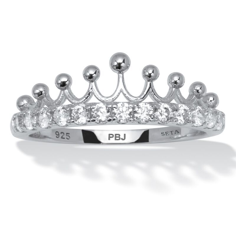パームビーチジュエリー レディース アクセサリー リング PalmBeach Jewelry 046 TCW Round Cubic Zirconia Sterling Silver Crown Ri