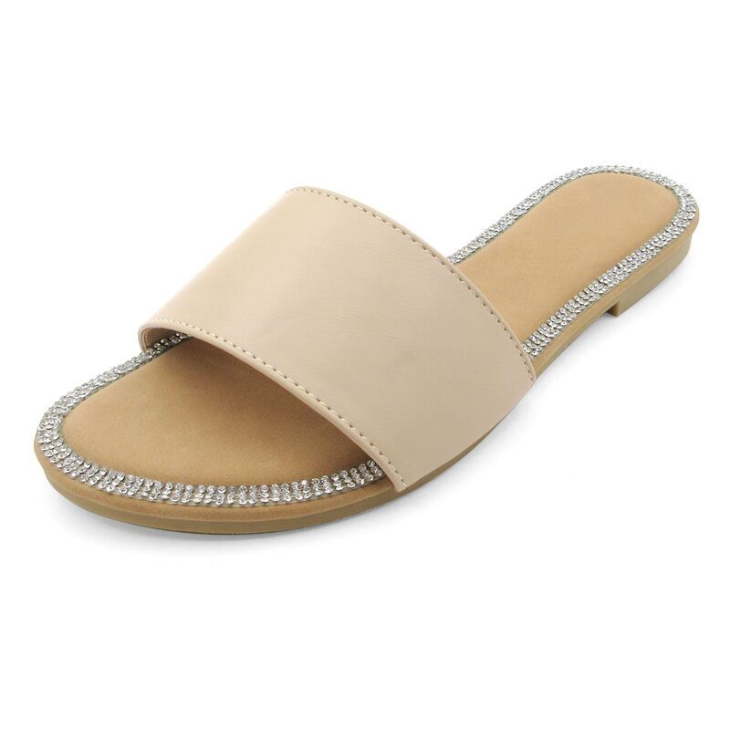 FC デザイン レディース シューズ サンダル ミニ FC Design Minimal Slide Sandals with CrystalTrimmed Footbed Beige ベージュ