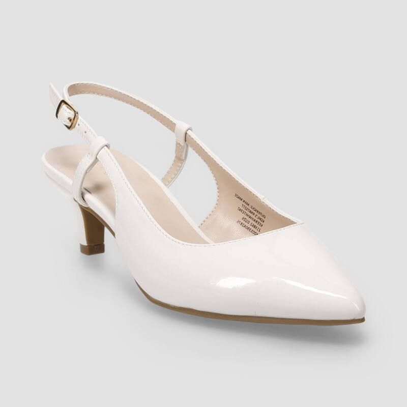 アプトナイン レディース シューズ パンプス ヒール Apt 9 Keerah Womenslingbackitten Heels White Patent ホワイト