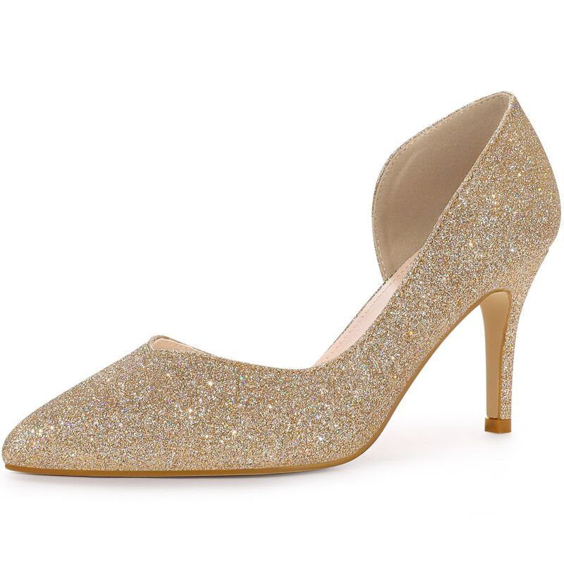 ブリスフルステップ レディース シューズ パンプス ヒール BLISSFUL STEP Glitter Pumpointed Toe Slipon Stiletto Heels Pumps for W