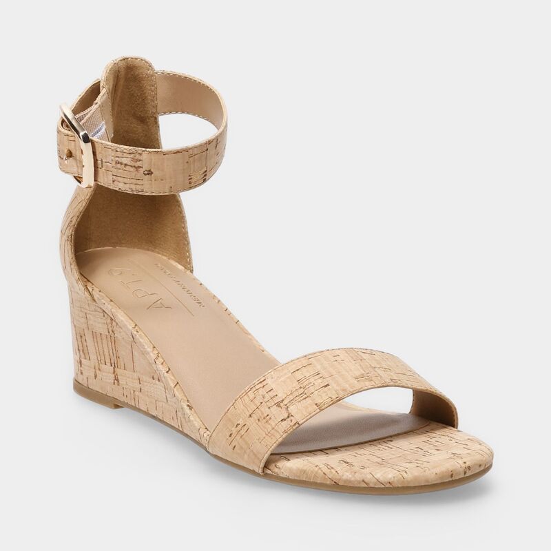 アプトナイン レディース シューズ パンプス サンダル アンクル Apt 9 Womens Wedge Ankle Strap Sandals Cork