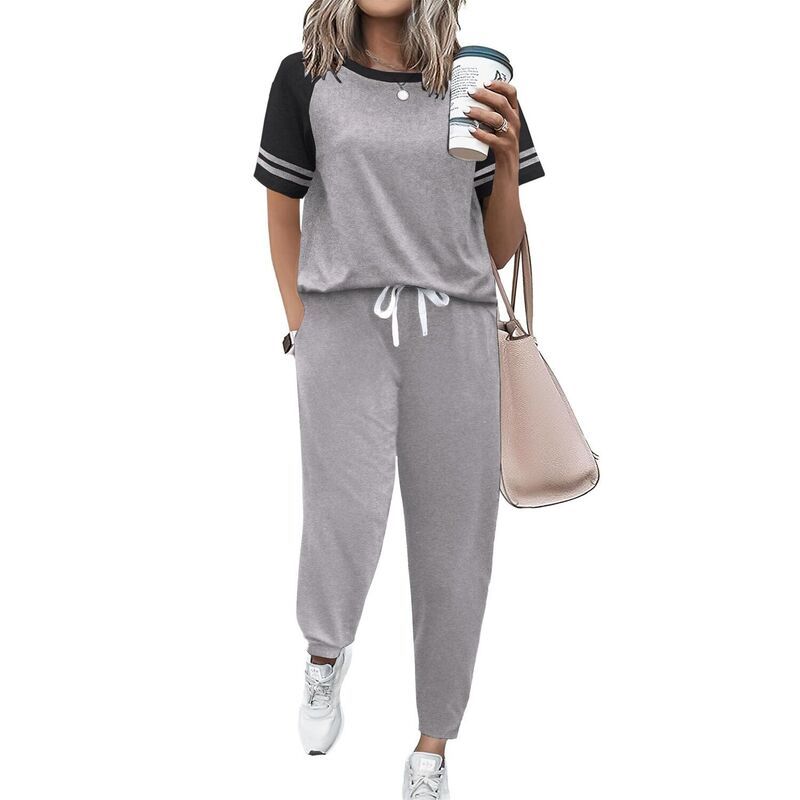 エコアー レディース アンダーウェア ナイトウェア クルーネック Ekouaer Lounge Sets for Women Two Piece Pajama Set Short Sleeve Cre