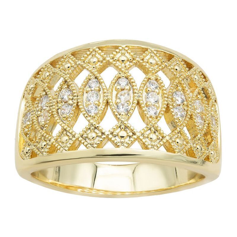シティリュクス レディース アクセサリー リング City Luxe Gold Tone Cubic Zirconia Pave Open Work Ring No Color ゴールド