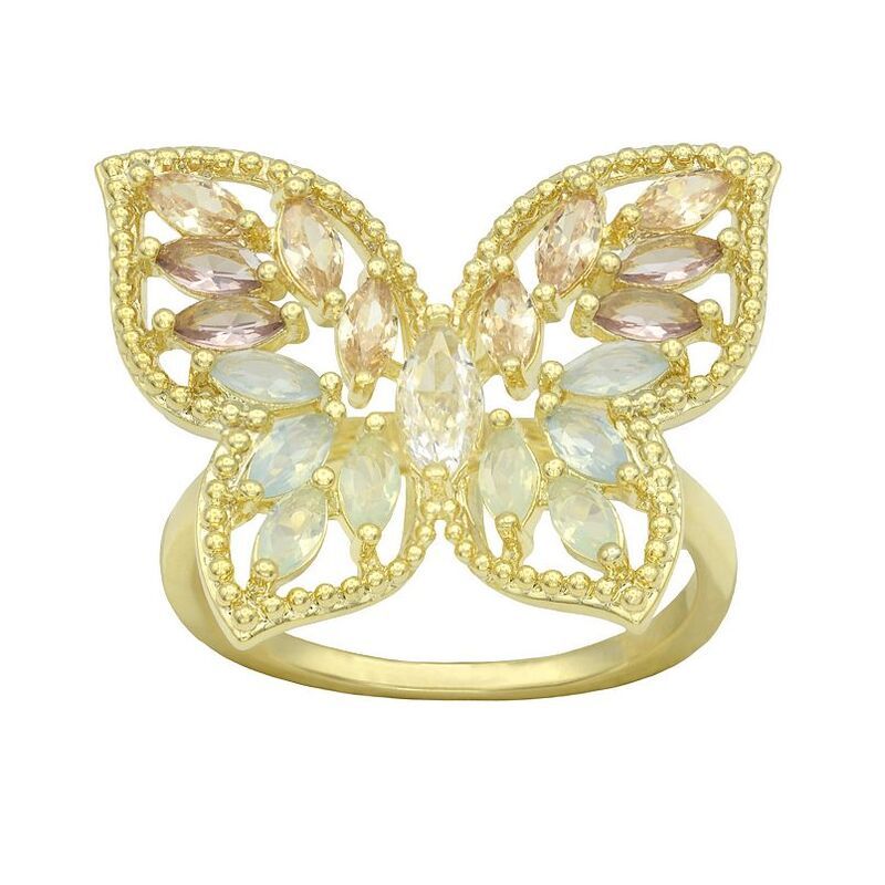 シティリュクス レディース アクセサリー リング City Luxe Gold Tone Cubic Zirconia Crystal Butterfly Ring No Color ゴールド