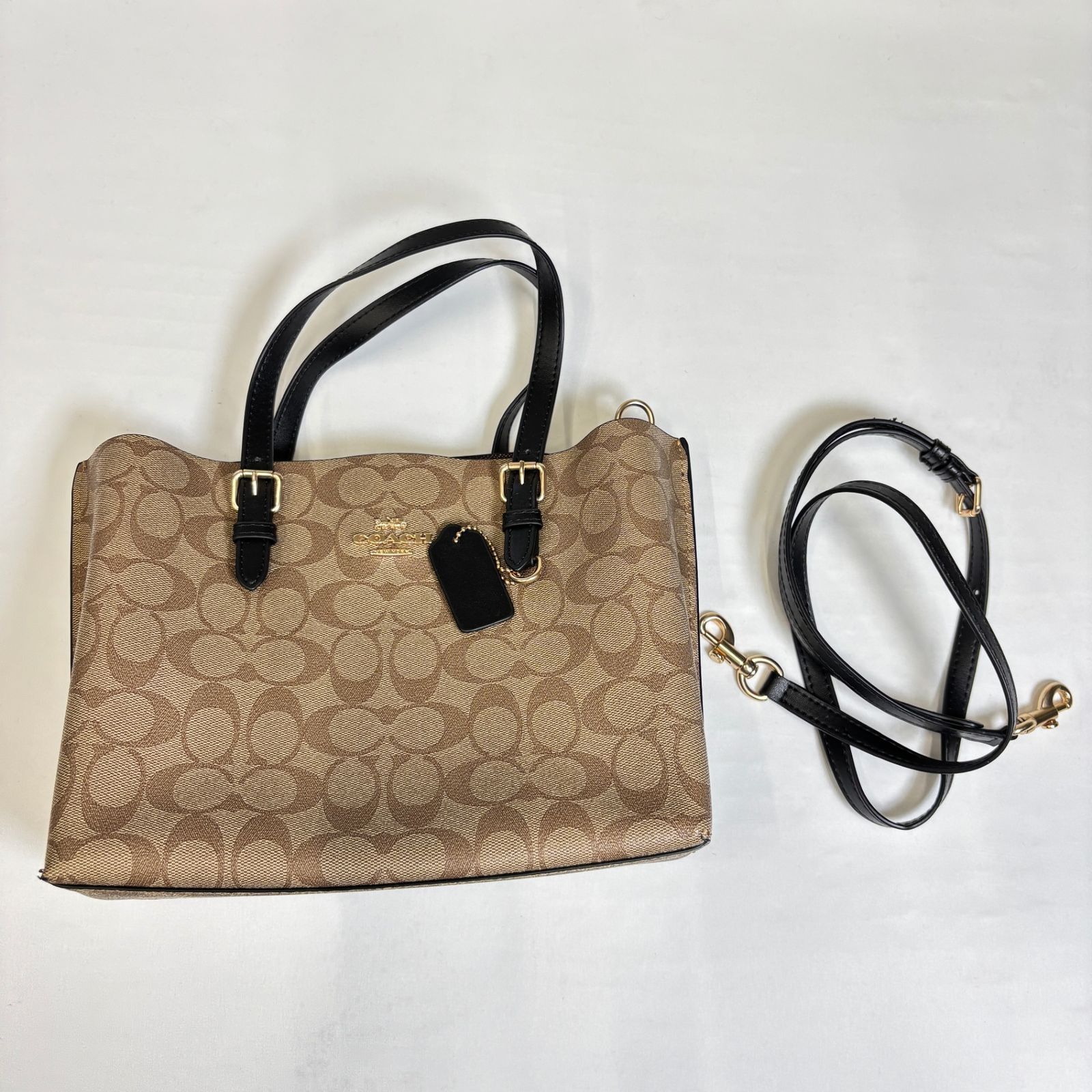 【美品】COACH コーチ シグネチャー ハンドバッグ 2WAY ショルダーバッグ 斜め掛け ブラウン C2141-C4250