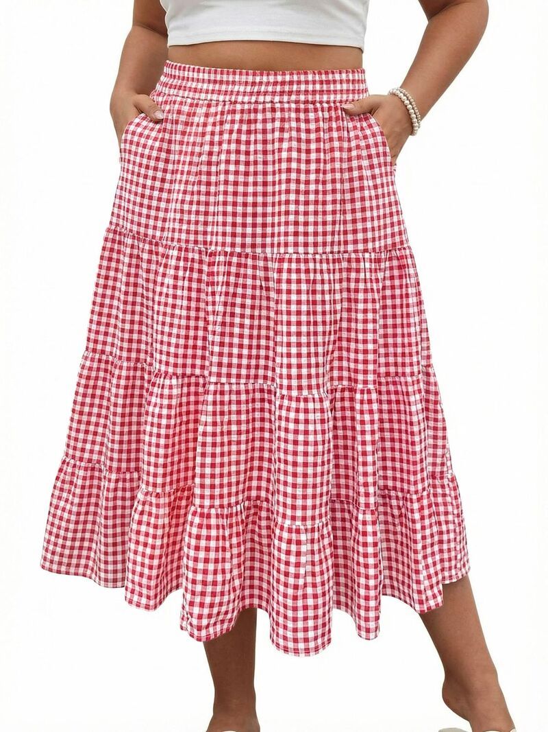 エリートチョイス レディース ボトムスカート プラスサイズ ミディ コットン Elitechoice Womens Plusize Midi Skirt Elegant Summer Skirt Co