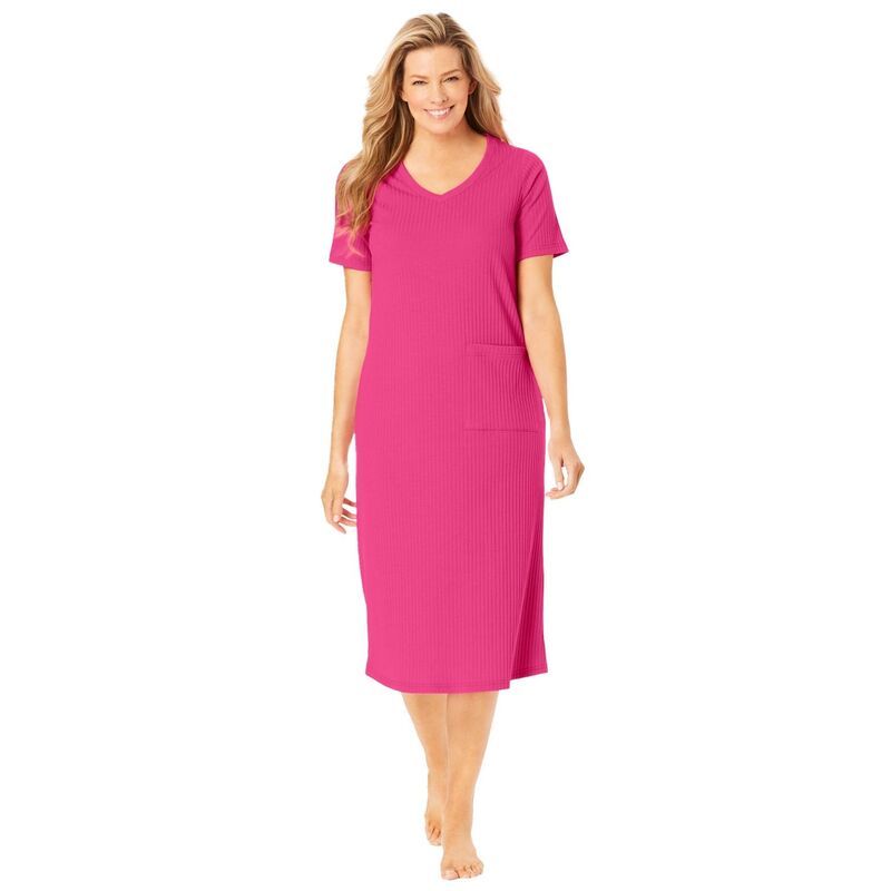 オンリーネセシティーズ レディース アンダーウェア ナイトウェア プラスサイズ リブ シャツ Only Necessities Plusize Ribbed Sleepshirt Raspberry