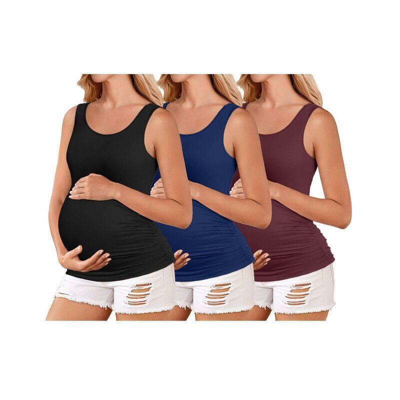 エコアー レディース アンダーウェア ナイトウェア シャツ ノースリーブ マタニティ Ekouaer 3 Pack Sleeveless PrePregnancy Basic Shirtunic Ta
