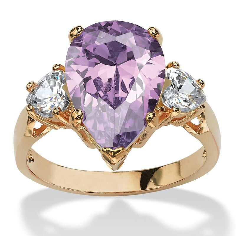 パームビーチジュエリー レディース アクセサリー リング PalmBeach Jewelry 641TCW Purple PearShaped Cubic Zirconia Ring Yellow G