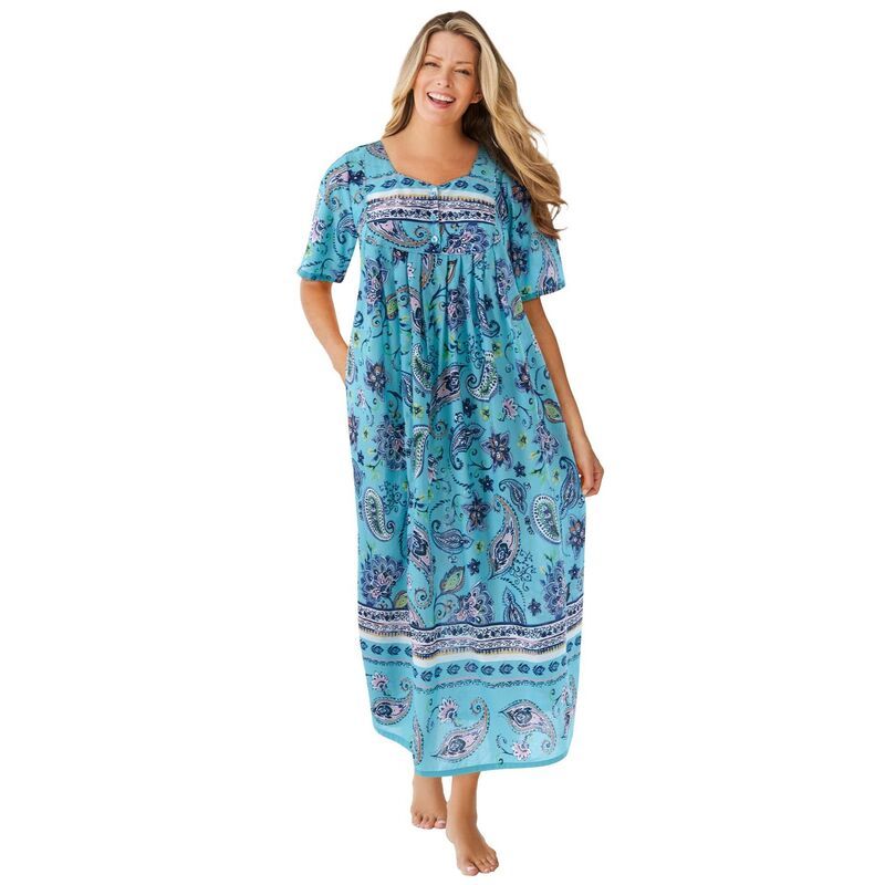 オンリーネセシティーズ レディース アンダーウェア ナイトウェア プラスサイズ Only Necessities Plusize Bib Front Lounger Caribbean Blue Pa