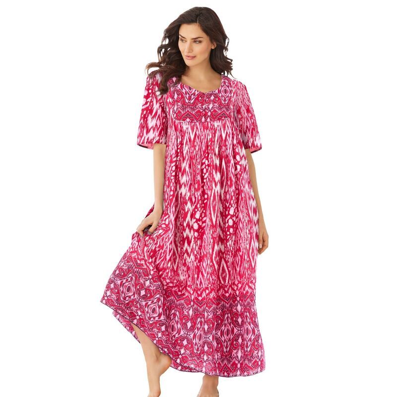 オンリーネセシティーズ レディース アンダーウェア ナイトウェア プラスサイズ Only Necessities Plusize Bib Front Lounger Pink Burst Ikat ピ