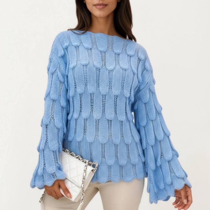 アンナカシ レディース アウター ニット・セーター AnnaKaci Womens Textured Loop Knit Sweater Top with Soft OpenStitch Patter