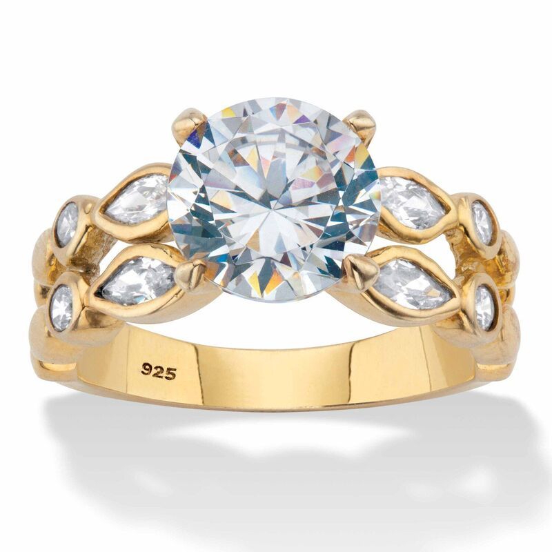 パームビーチジュエリー レディース アクセサリー リング PalmBeach Jewelry 434 Cttw Round CZ GoldPlated Sterling Silver DoubleRo