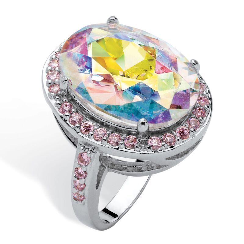 パームビーチジュエリー レディース アクセサリー リング PalmBeach Jewelry 1357 TCW Aurora Borealis Pink Cubic Zirconia CZ Ring