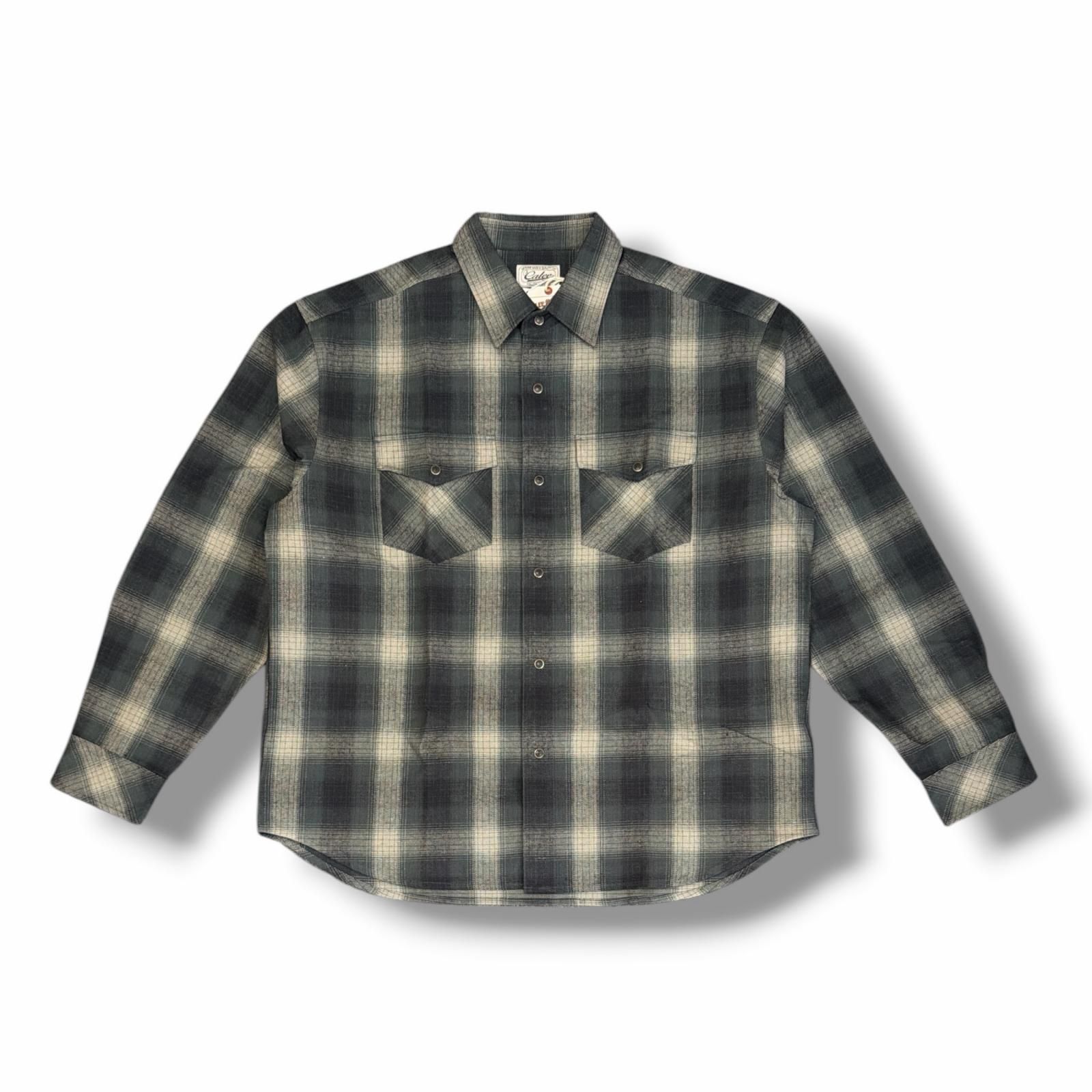 参考上代30800円 未使用 CALEE 25AW OMBRE CHECK WESTERN L/S オンブレチェックシャツ 長袖シャツ キャリー CL-25AW031 ブラック L （17721M）