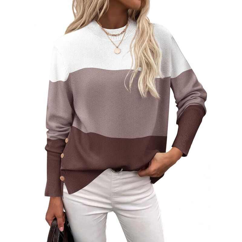ジーグー レディース アウター ニット・セーター クルーネック Zeagoo Womensweaters Crewneck Loose Side Button Slit Long Sleeve Tun