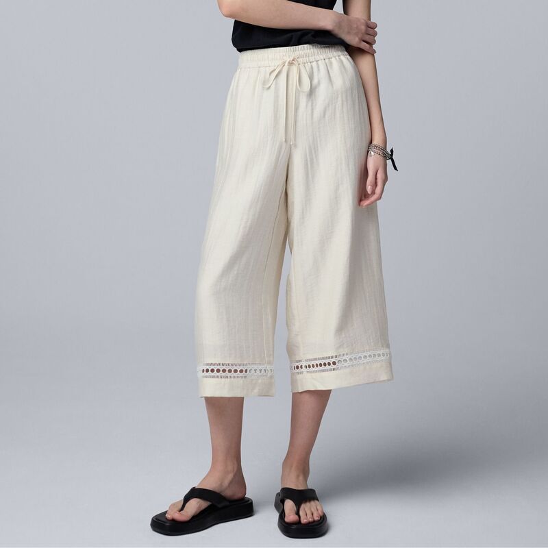 ヴェラウォン レディース ボトムス カジュアルパンツ Womensimply Vera Wang Drapey Culotte Pants Whisper White ホワイト