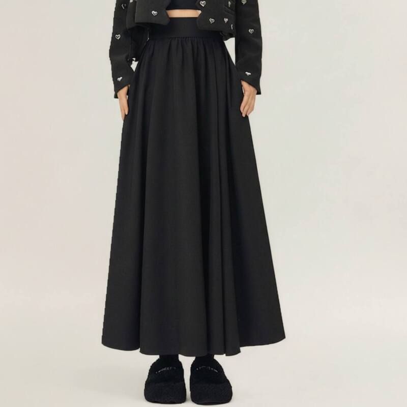 アンナカシ レディース ボトムスカート マキシ AnnaKaci Womens Full Maxi Skirt with Wide Smooth Waistband Flowing Voluminou