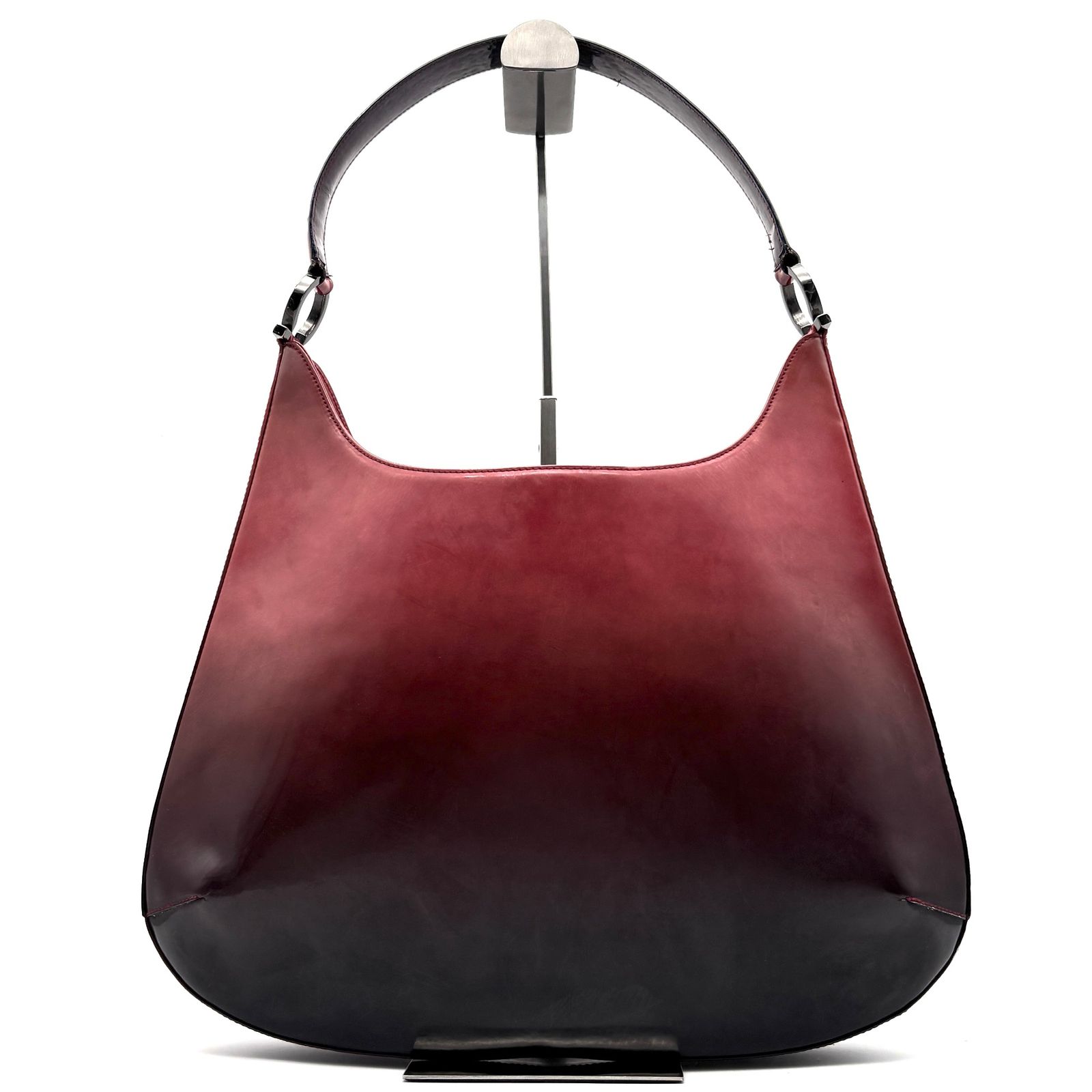 【サルヴァトーレフェラガモ】ドレープワンピース☆ボルドー☆Ｖネック☆上品☆42 サルヴァトーレフェラガモ Salvatore Ferragamo ワンショルダーバッグ