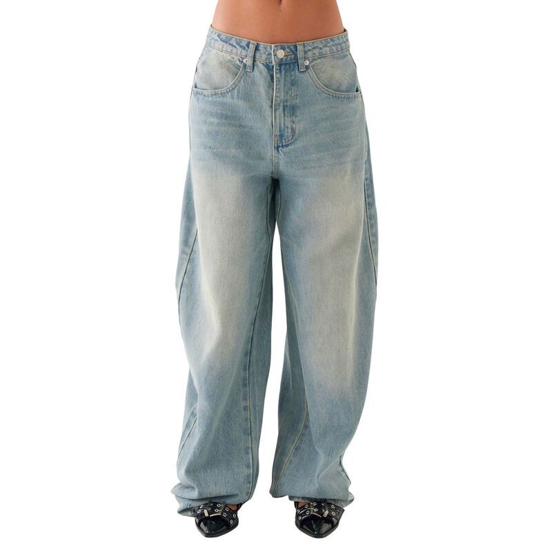 セオリア レディース ボトムス デニムパンツ ワイドレッグ ヴィンテージーンズ Seoria Womens Mid Rise Baggy Jeans Wide Leg Casualoose Vinta