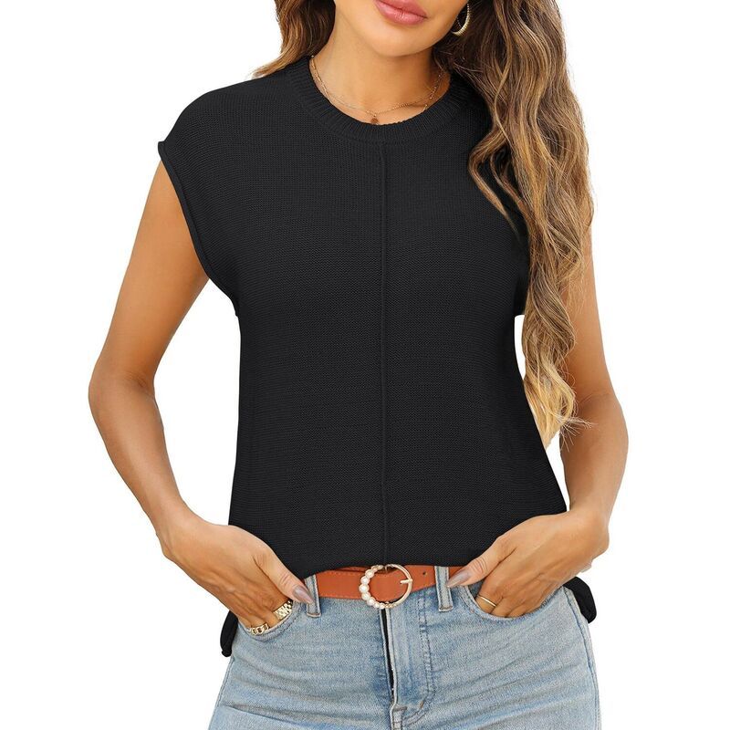 ジーグー レディース アウター ニット・セーター クルーネック ベスト ノースリーブ キャップ Zeagoo Womens Cap Sleeve Crew Neck Sleeveless Knit S