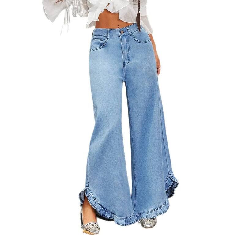 イエスファッション レディース ボトムス デニムパンツ ワイドレッグ ハイウエスト フリル ジーンズ Yesfashion Womens Wide Leg Jeans High Waist Versa 11,150円