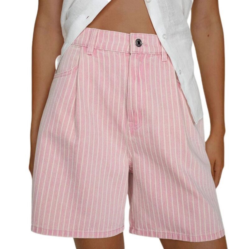 イエスファッション レディース ボトムス ハーフパンツ・ショーツ ショートパンツ デニム Yesfashion Women Striped Loose Fit Denim Shorts High Wa