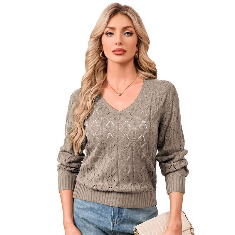 コジョイン レディース アウター ニット・セーター Vネック Kojooin Sweaters for Women Long Sleeve V Necknit Casual Pullover Tops