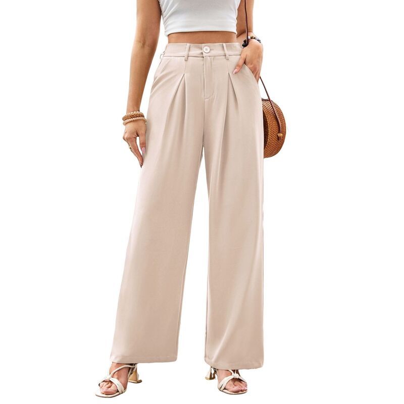 セオリア レディース ボトムス カジュアルパンツ ストレート Seoria Womens Business Temperament Loose Casual Formal Straight Leg S