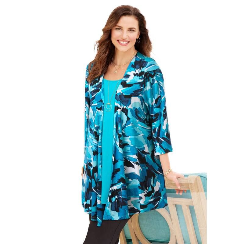 キャサリンズ レディース アウター ニット・セーター プラスサイズ カーディガン Catherines Womens Plusize Cardigand Tank One Piece Top Blue