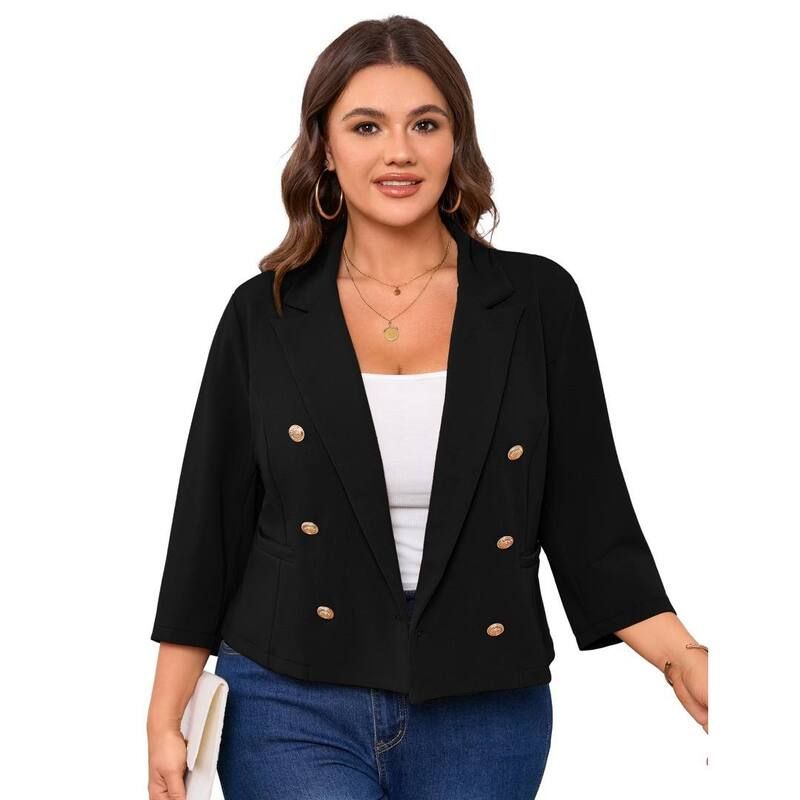 ボディサイズ レディース アウター ジャケット・ブルゾン プラスサイズ ブレザー BODDYSIZE Womens Plusize Casualong Sleeve Blazer DoubleBrea