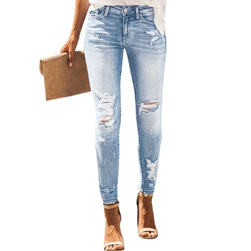 エリートスピリット レディース ボトムス デニムパンツ ジーンズ EliteSpirit Womens High Rise Skinny Stretch Ripped Jeans High Waist
